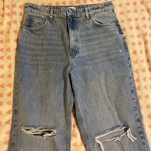 ZARA Wide Leg Full Length Ripped Jeans